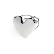 Anello doppia fascia con cuore irregolare martellato