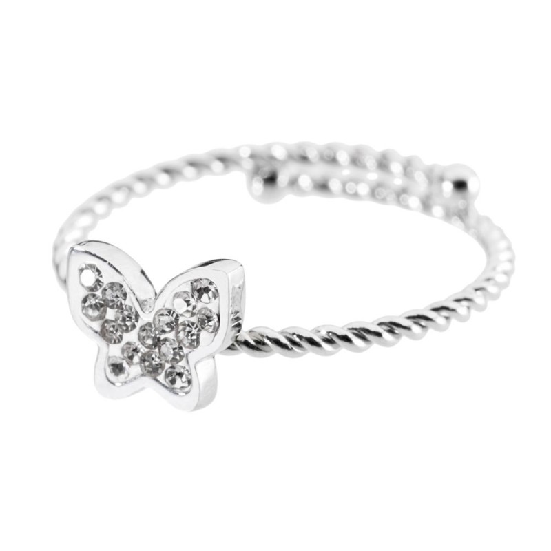 Anello farfalla con cristalli