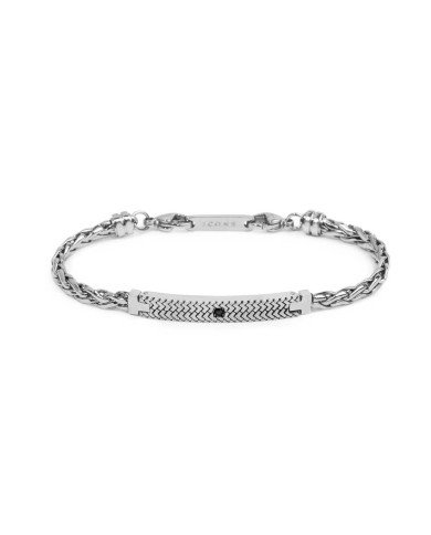 Bracciale catena a sonaglio piatta zircone centrale