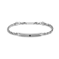 Bracciale catena a sonaglio piatta zircone centrale