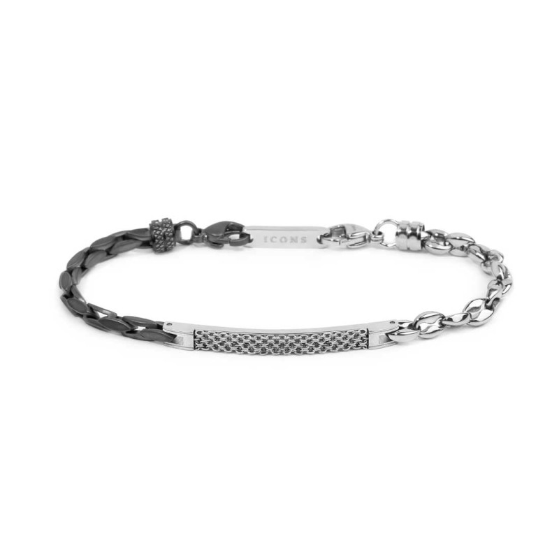 S.STEEL BRACELET SQUARED CABLE CHAIN AND MARINE CHAIN Bracelet with s.steel mat polishing dark titanium ip squared cable chain 4