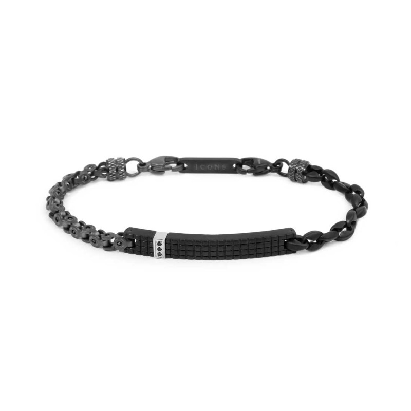 S.STEEL BRACELET MARINE MECHANICAL AND MARINE CHAIN Bracelet with s.steel mat polishing dark titanium ip marine mechanical chain