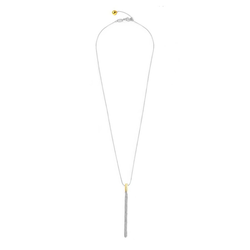 S.STEEL AND S.S.GOLD IP NECKLACE MULTI-WIRES PENDANT Polished s.steel and s.s.gold ip necklace with 8 face cutting snake chain w