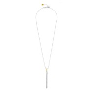 S.STEEL AND S.S.GOLD IP NECKLACE MULTI-WIRES PENDANT Polished s.steel and s.s.gold ip necklace with 8 face cutting snake chain w