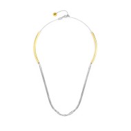 NECKLACE MULTI-WIRES 8 FACE CUTTING SNAKE CHAIN Polished s.steel and s.s.gold ip necklace in the center multi-wires 8 face cutti