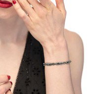 Bracciale catena marine con elementi acciaio e ceramica sfaccettata nera lucida