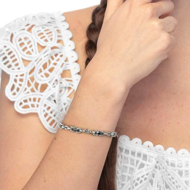BRACCIALE ACC CON CAT. MARINE ALTERNATA AD ELEMENTI IN CERAMICA NERA