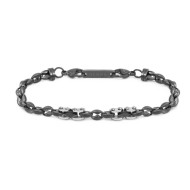 Bracciale catena marine con elementi in acciaio con ceramica sfaccettata nera lucida