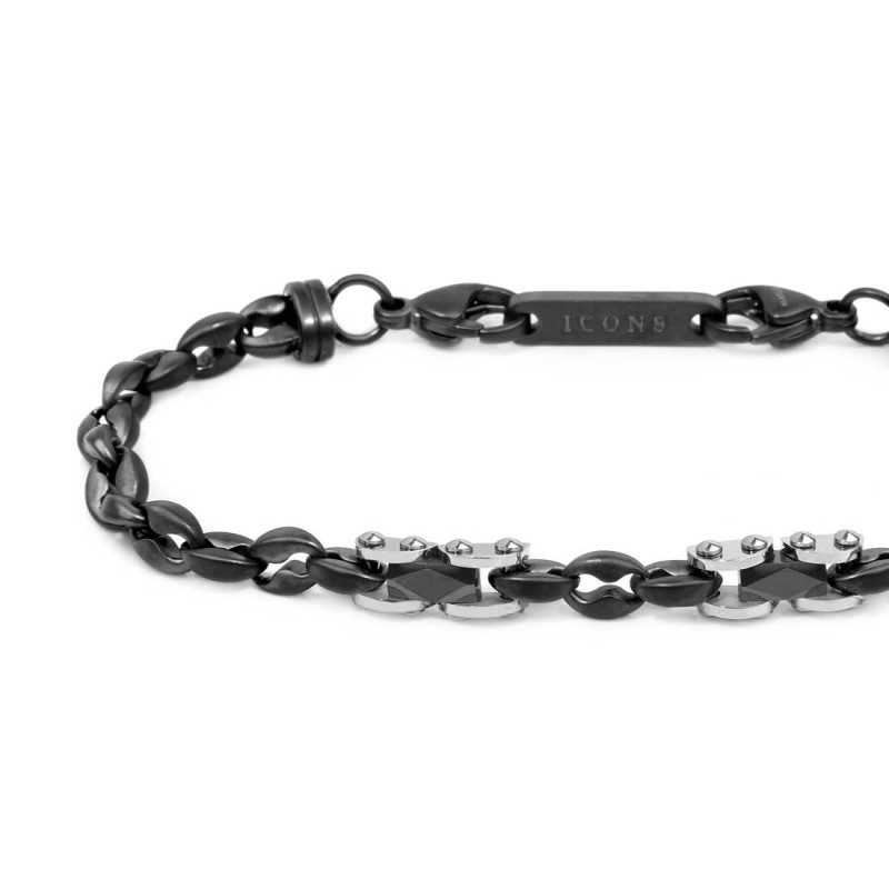 BRACCIALE ACC CON CAT. MARINE CON DUE ELEMENTI IN CERAMICA NERA