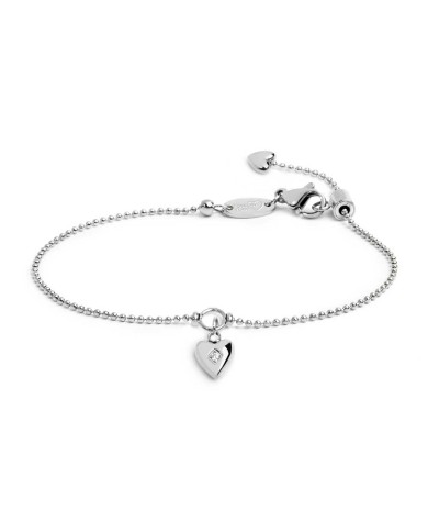 Bracciale catena a sfere con cuore con zircone