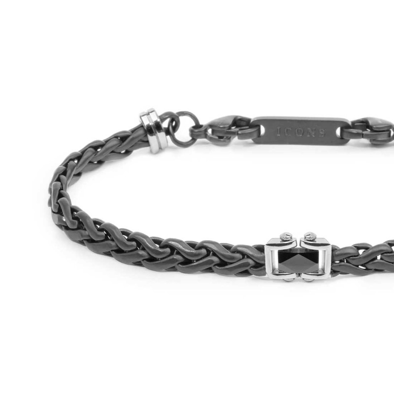 BRACCIALE ACC CON CAT.SONAGLIO E CENTRALE IN CERAMICA NERA
