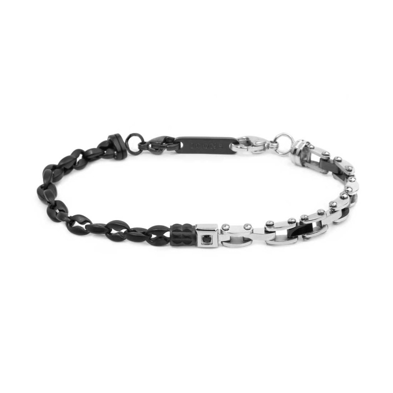 S.S.MAT BLACK IP BRACELET MARINE CHAIN AND CERAMICS ELEMENTS CHAIN Bracelet with s.steel with mat black ip marine chain 5 mm wid