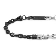 S.S.MAT BLACK IP BRACELET MARINE CHAIN AND CERAMICS ELEMENTS CHAIN Bracelet with s.steel with mat black ip marine chain 5 mm wid