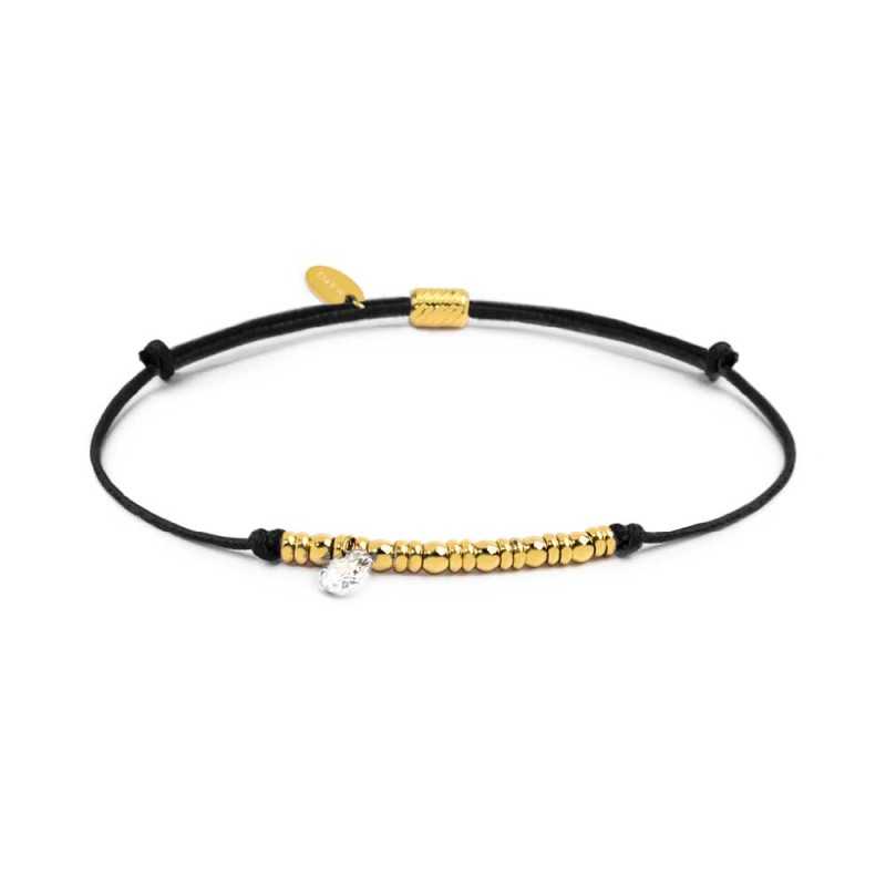 Bracciale cordino con elementi acciaio e zircone pendente