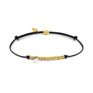 Bracciale cordino con elementi acciaio e zircone pendente