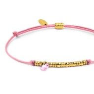 Bracciale cordino con elementi acciaio e zircone pendente