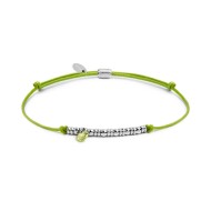 Bracciale cordino con elementi acciaio e zircone pendente