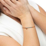 Bracciale cordino con elementi acciaio e zircone pendente