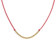 Collana cordino con sfere e rondelle al centro