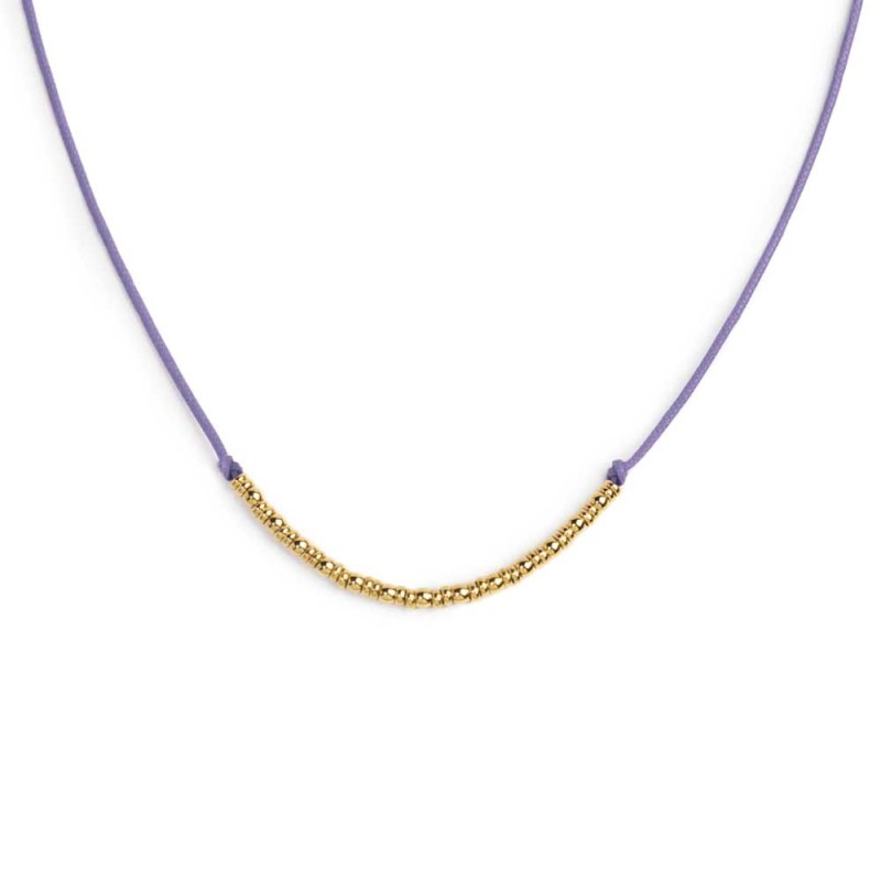 Collana cordino con sfere e rondelle al centro