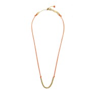 Collana cordino con sfere e rondelle al centro