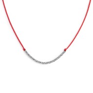 Collana cordino con sfere e rondelle al centro