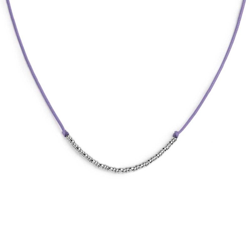 Collana cordino con sfere e rondelle al centro