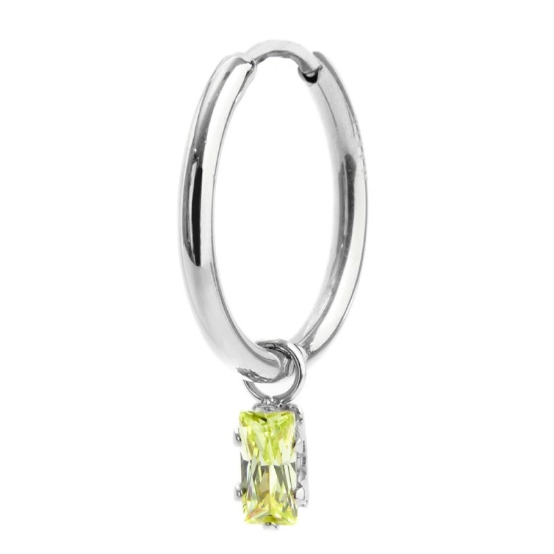 Orecchino a cerchio con zircone baguette