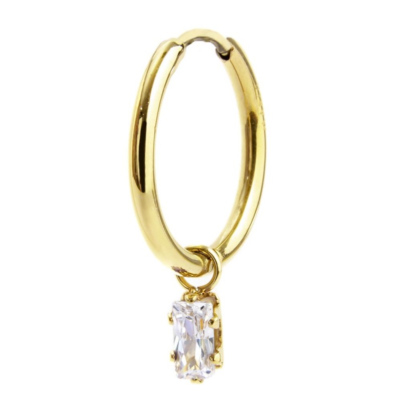 Orecchino a cerchio con zircone baguette