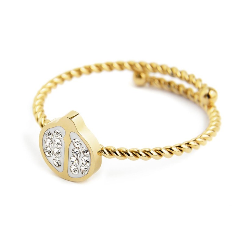 Anello coccinella con cristalli