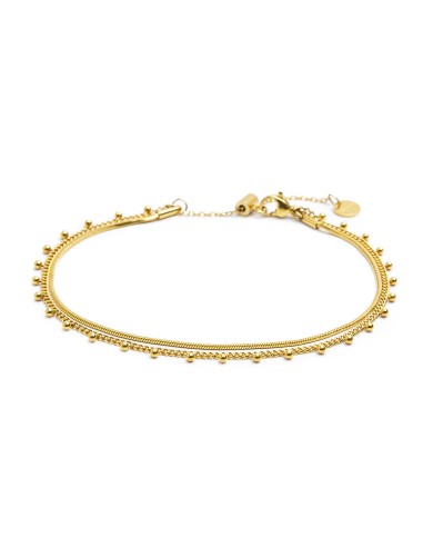 Cavigliera catena snake quadrata e grumetta con sfere