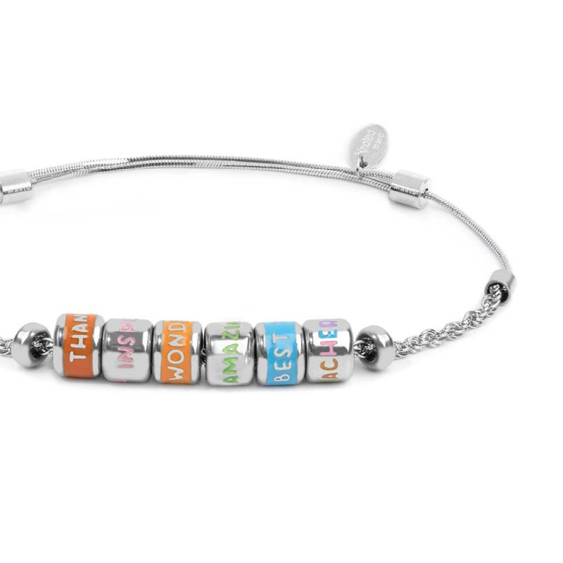 Bracciale con rondelle smaltate con scritte