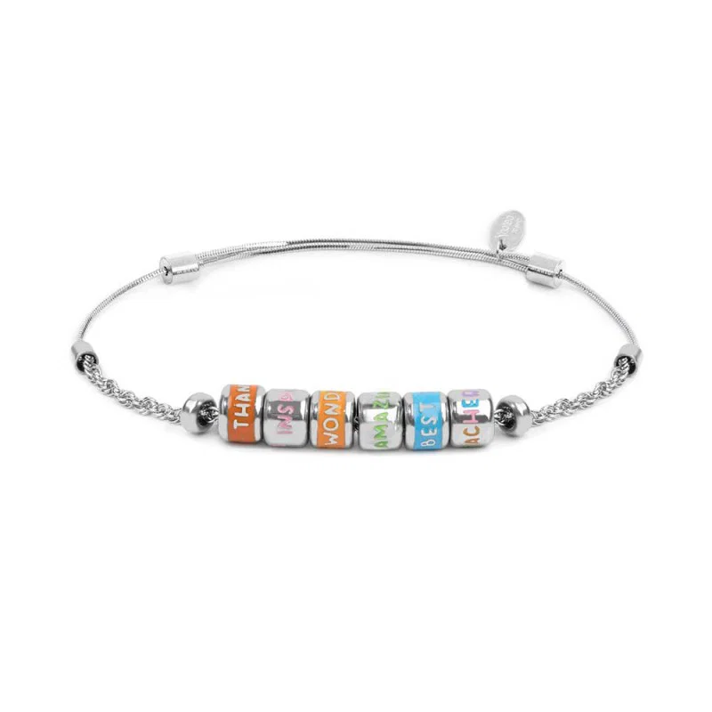 Bracciale con rondelle smaltate con scritte