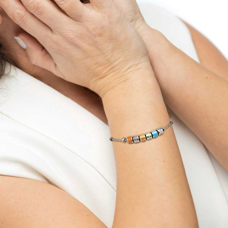 Bracciale con rondelle smaltate con scritte