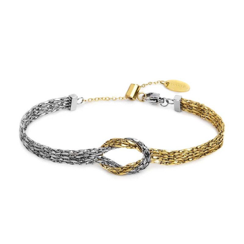 Bracciale con nodo centrale catena snake quadrata ritorta