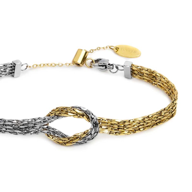 Bracciale con nodo centrale catena snake quadrata ritorta