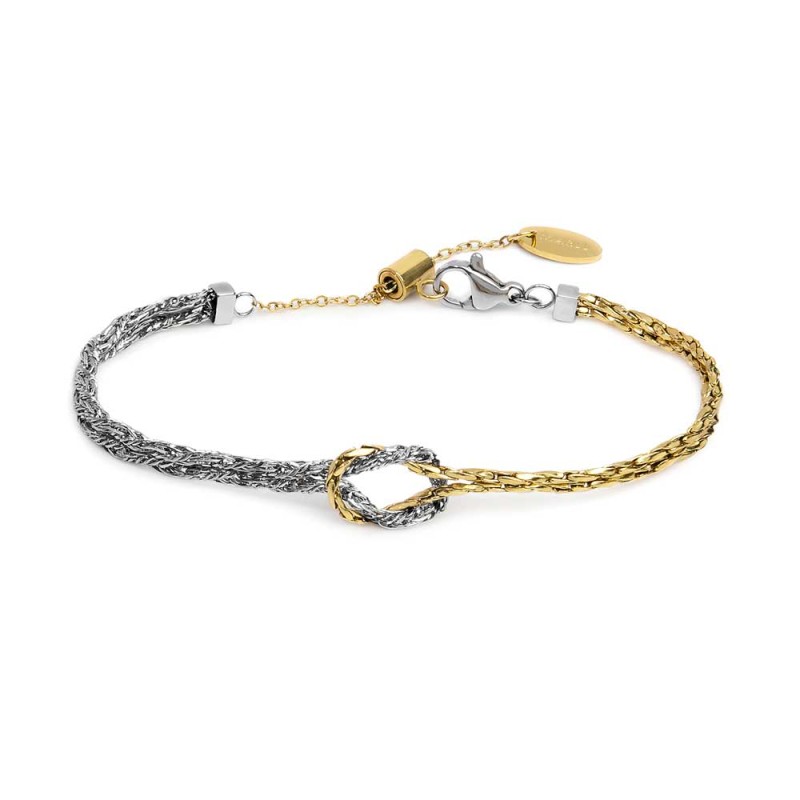 Bracciale con nodo centrale catena snake e catena foxtail