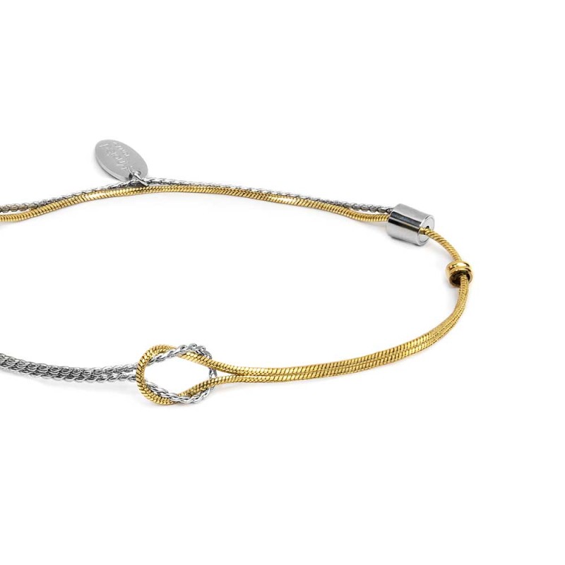 Bracciale con nodo centrale catena snake e catena serpentine