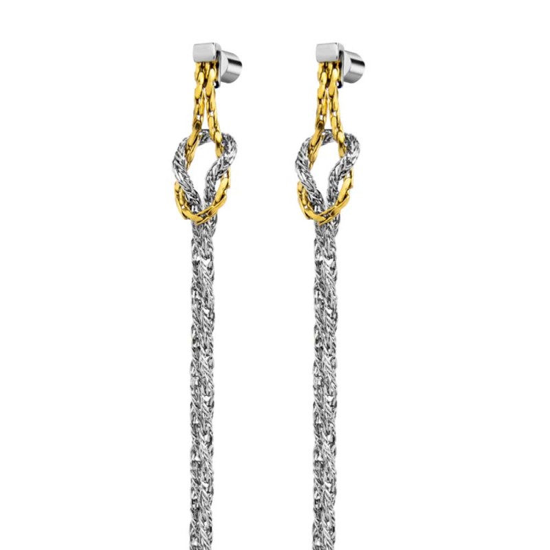 Orecchini pendenti con nodo catena snake e catena foxtail