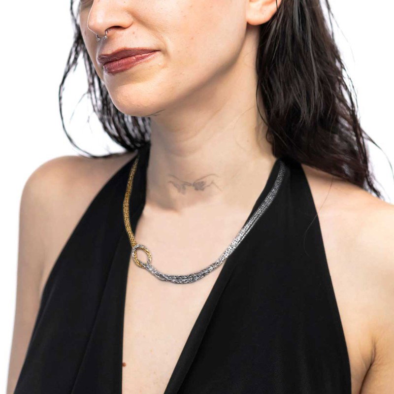 Collana con nodo catena snake quadrata ritorta