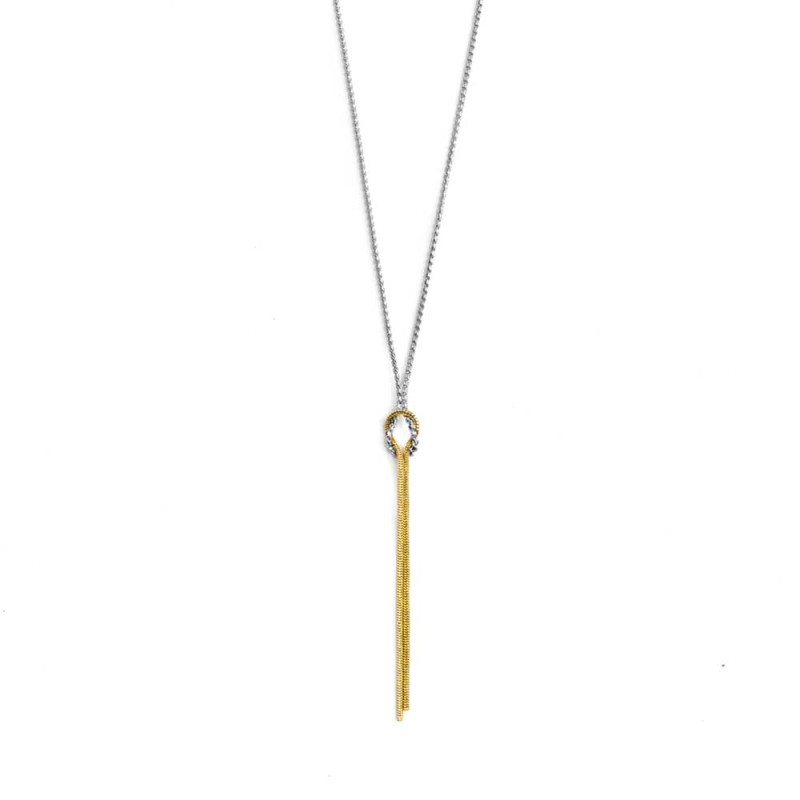S.STEEL AND S.S.GOLD IP NECKLACE KNOT CUTTING FACE SNAKE AND SERPENTINE CHAIN S.steel necklace on the center pendant knot 6*4,5
