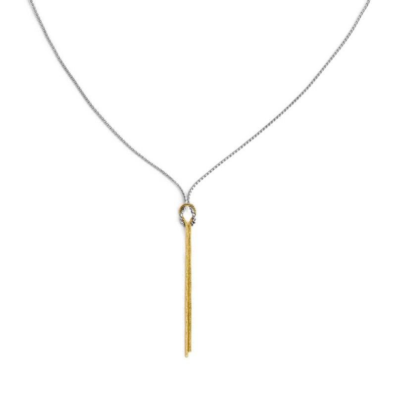 S.STEEL AND S.S.GOLD IP NECKLACE KNOT CUTTING FACE SNAKE AND SERPENTINE CHAIN S.steel necklace on the center pendant knot 6*4,5