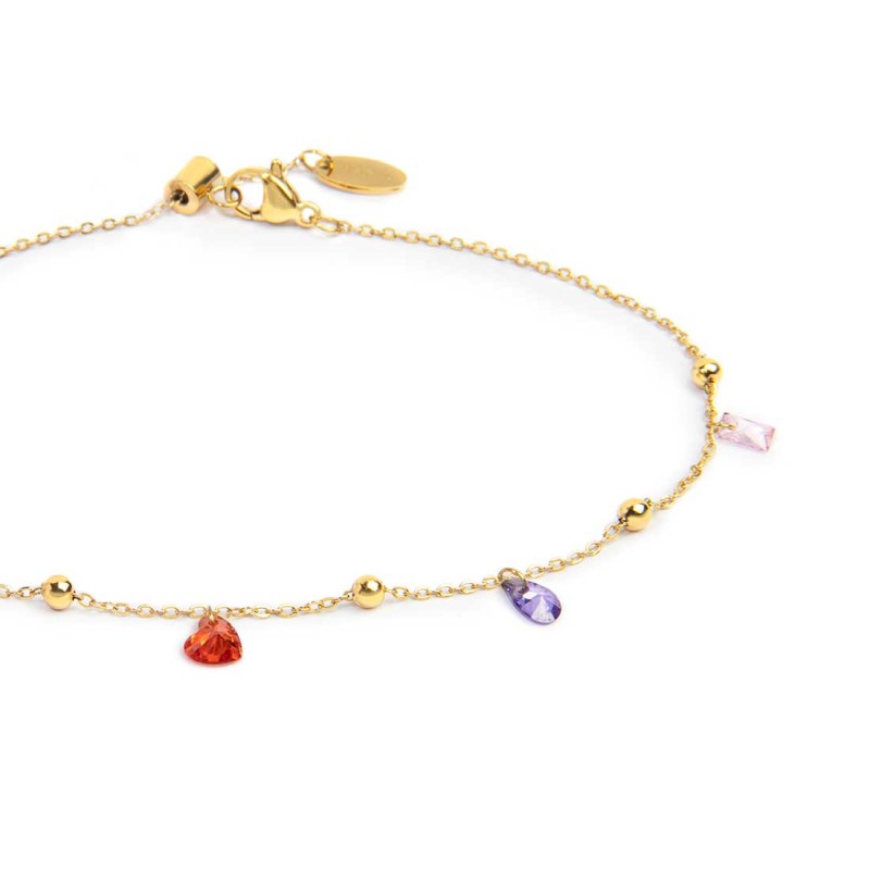 CV ACC CATENA CON CUBIC ZIRCONIA MULTICOLORE PENDENTI