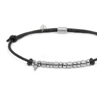 Bracciale cordino cerato elementi in acciaio e mini spike