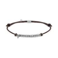 Bracciale cordino cerato elementi in acciaio e mini spike