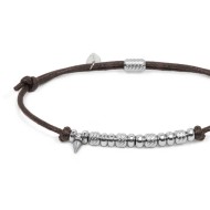 Bracciale cordino cerato elementi in acciaio e mini spike