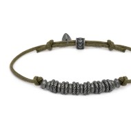 Bracciale cordino cerato rondelle in acciaio