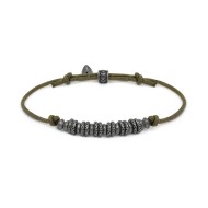 Bracciale cordino cerato rondelle in acciaio
