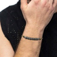 Bracciale cordino cerato rondelle in acciaio