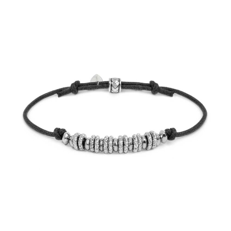 Bracciale cordino cerato rondelle in acciaio
